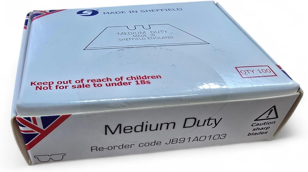 100 x Medium Duty Carpet Cutting Blades For Delphin Knife – Compatible with Delphin Knife – Made in Sheffield, England