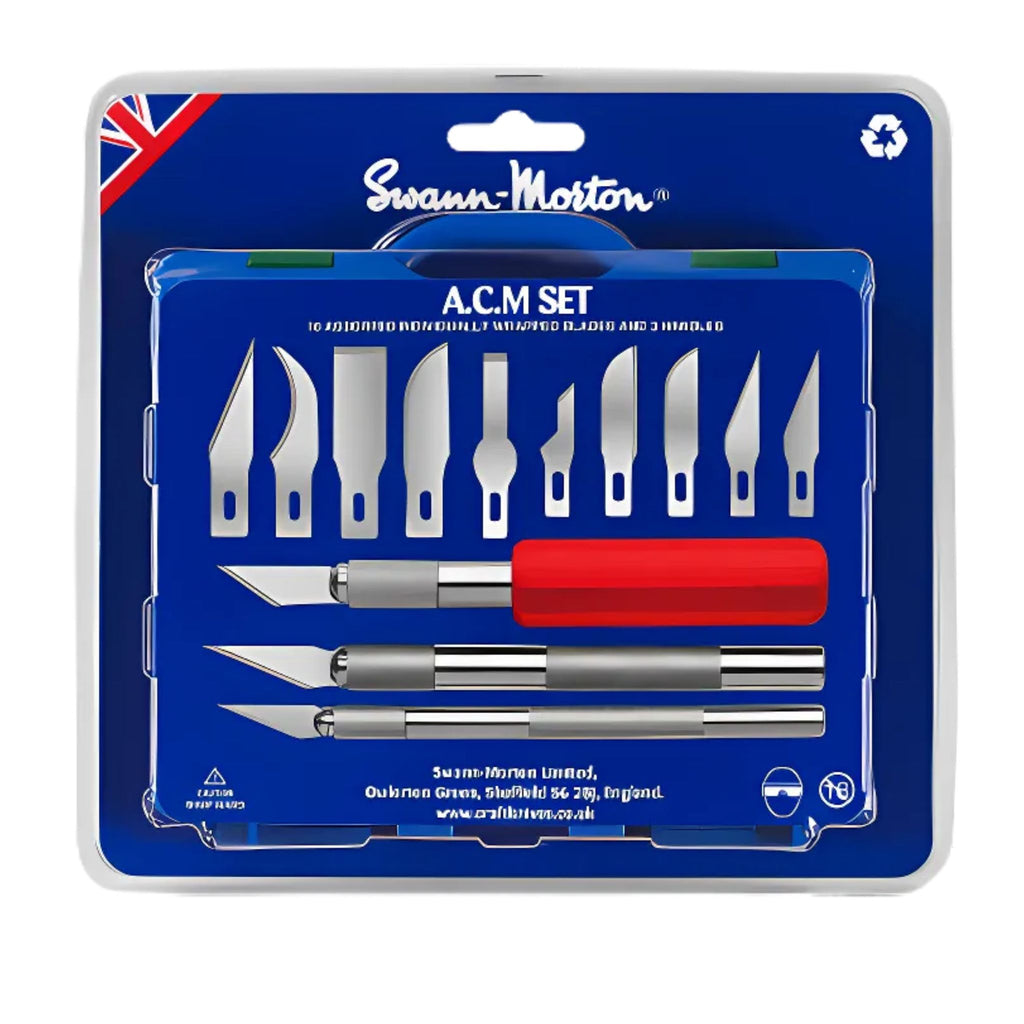 ACM Tool Set – 13-Piece Hobby Kit with Carbon Steel Blades & 3 Handles | Versatile Precision Cutting for Light & Medium Materials