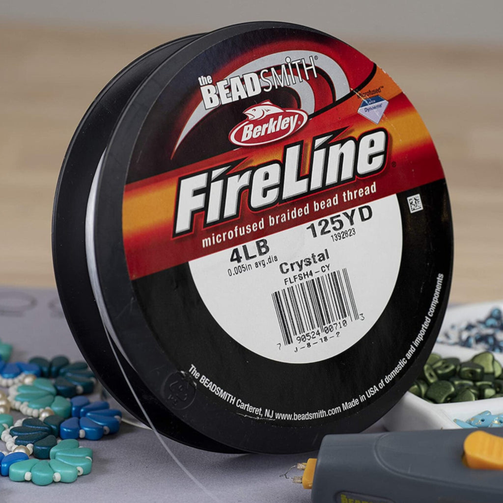 Firline 4LB Pre-Waxed Crystal Beading Thread – 125 Yards (.005") | Beadsmith Braided Thread for Jewellery Making & Crafts