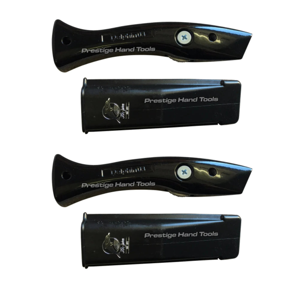 2 x Black Delphin Knife Handles with Holsters | Professional Carpet Fitter & Crafting Tools