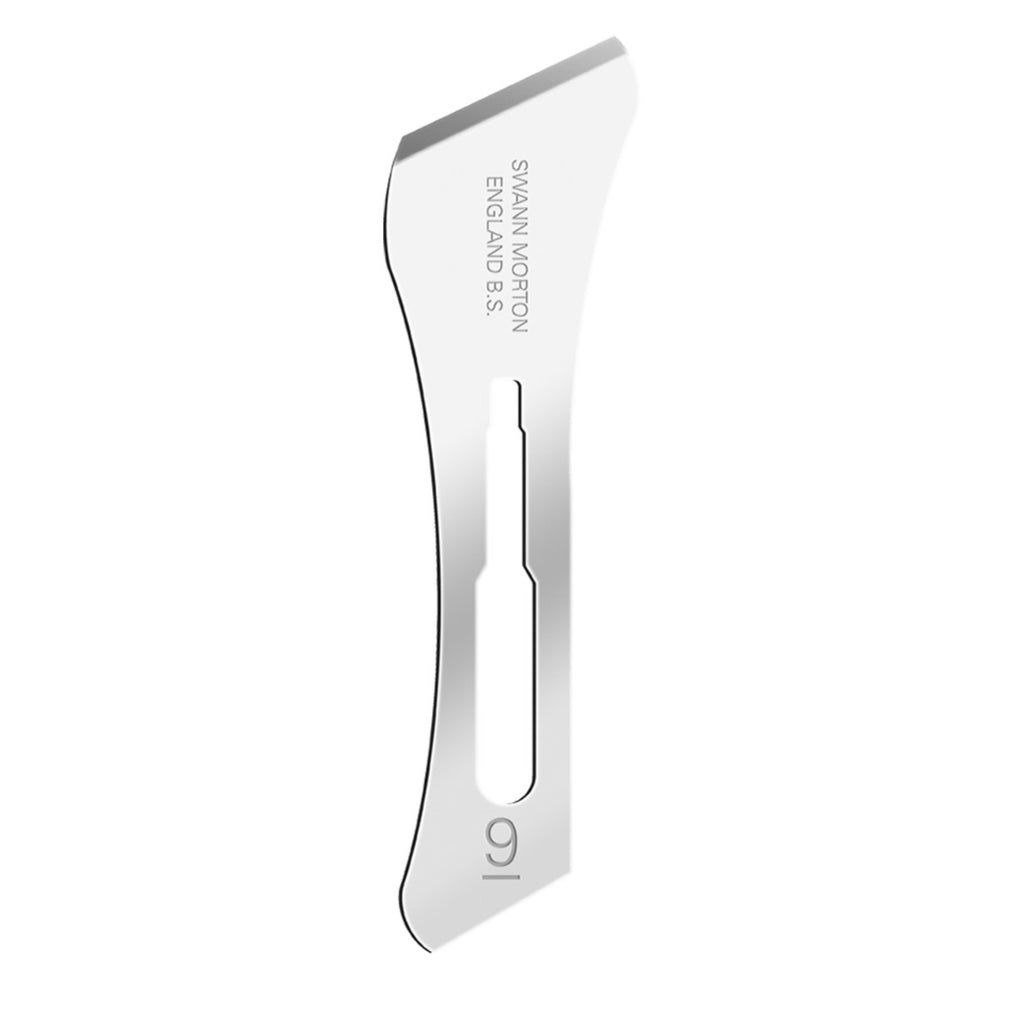 Swann Morton Sterile Surgical Scalpel Blade No. 9 | Hatchet Shape | Fitment No. 3 | Carbon Sterile Pack of 100