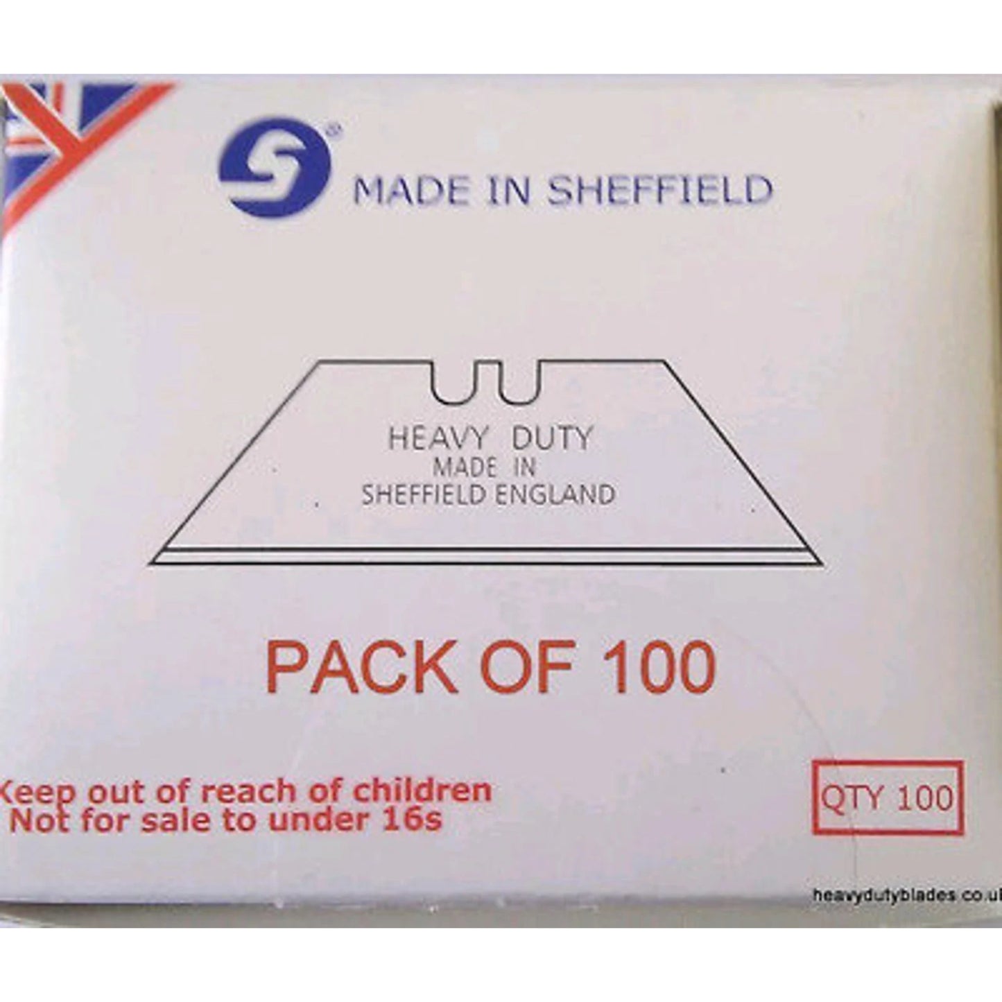 100 x Heavy Duty Carpet Knife Blades – Professional Quality – Made in Sheffield, England