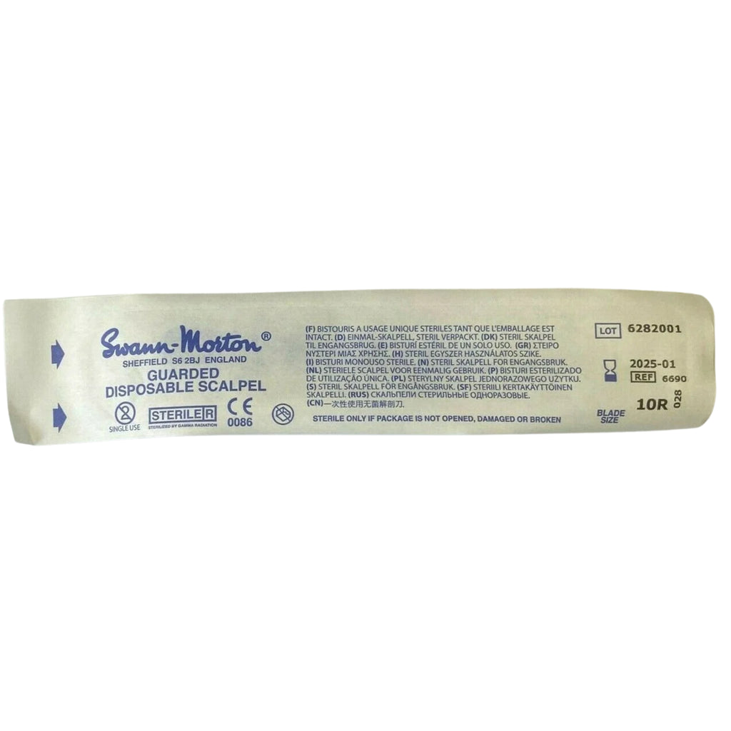 1 x Swann Morton No.10R Surgical Disposable Scalpel Dermaplaning – Sterile Stainless Steel Blade – Made in Sheffield