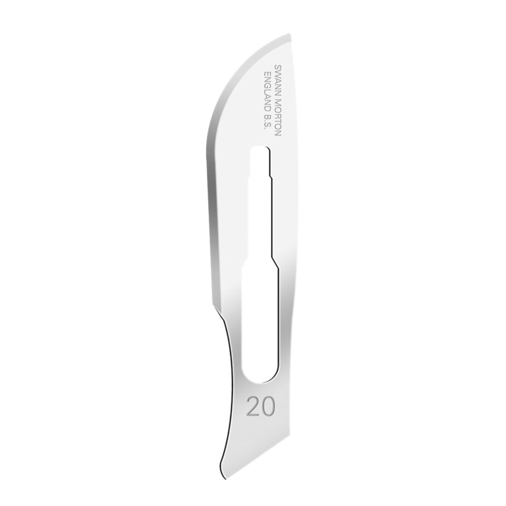 Swann Morton Sterile Surgical Scalpel Blade No.20 – Wide Curved Blade for General & Orthopaedic Surgery (Pack of 100)