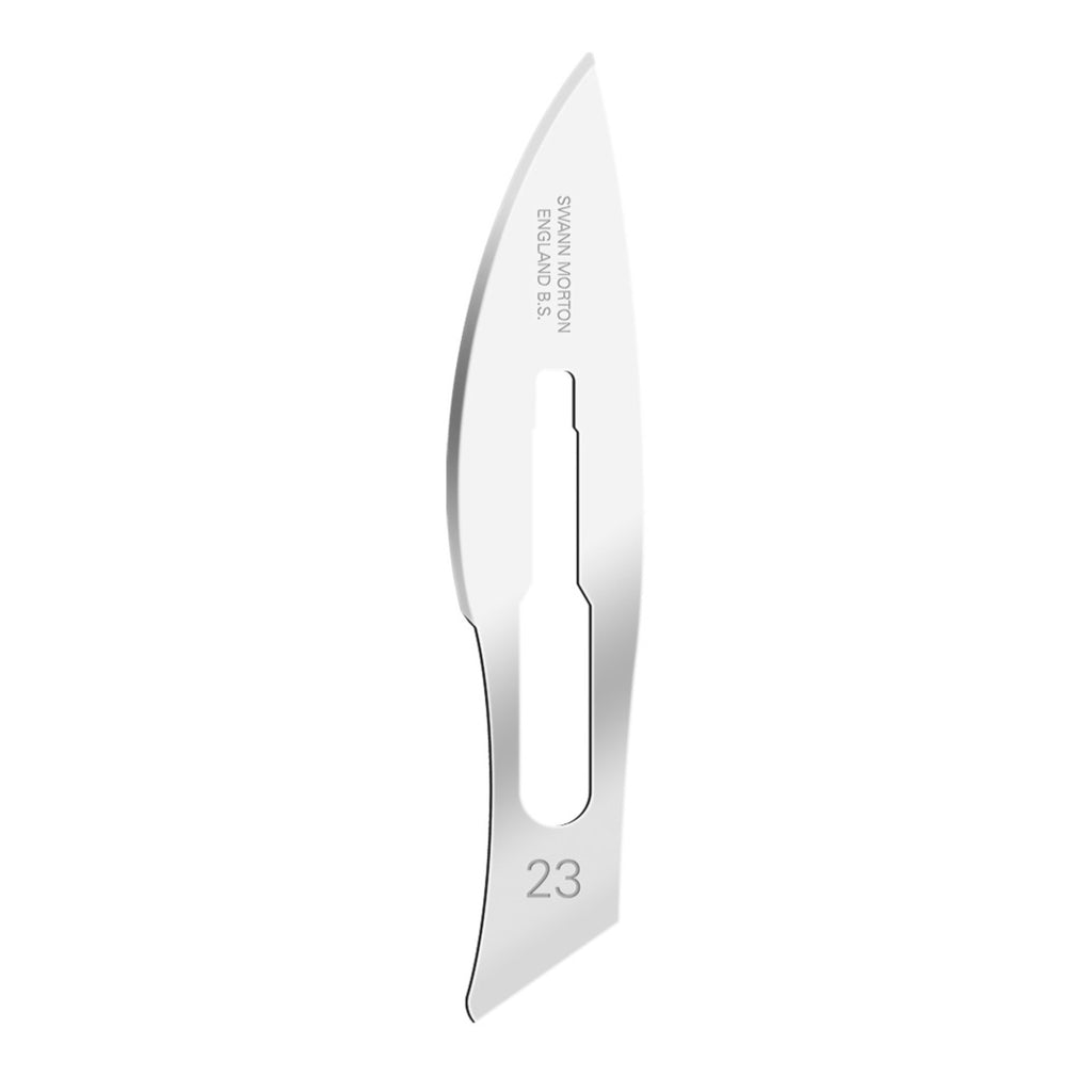 Swann Morton Sterile Surgical Scalpel Blade No.23 – Leaf-Shaped Blade for Long, Controlled Incisions (Pack of 100)