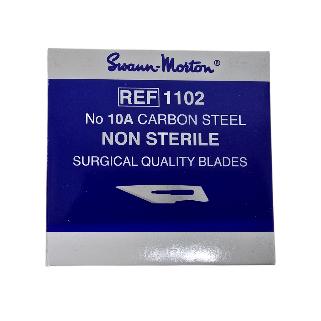100 x Swann Morton Non Sterile Blades No.10A Carbon Steel  – Craft, Arts, Model Making, Card Design