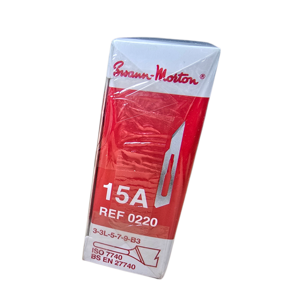 Swann Morton Surgical Scalpel Blade No.15A Sterile Surgical Blades (Pack of 100)