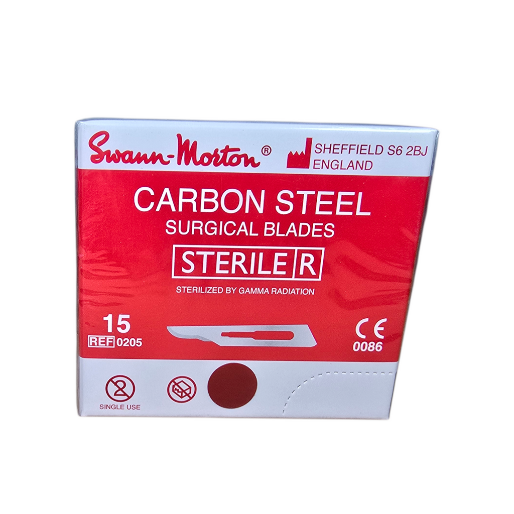 Swann Morton Carbon Sterile Surgical Scalpel Blade No.15 – Precision Curved Blade for Fine Incisions (Pack of 100)
