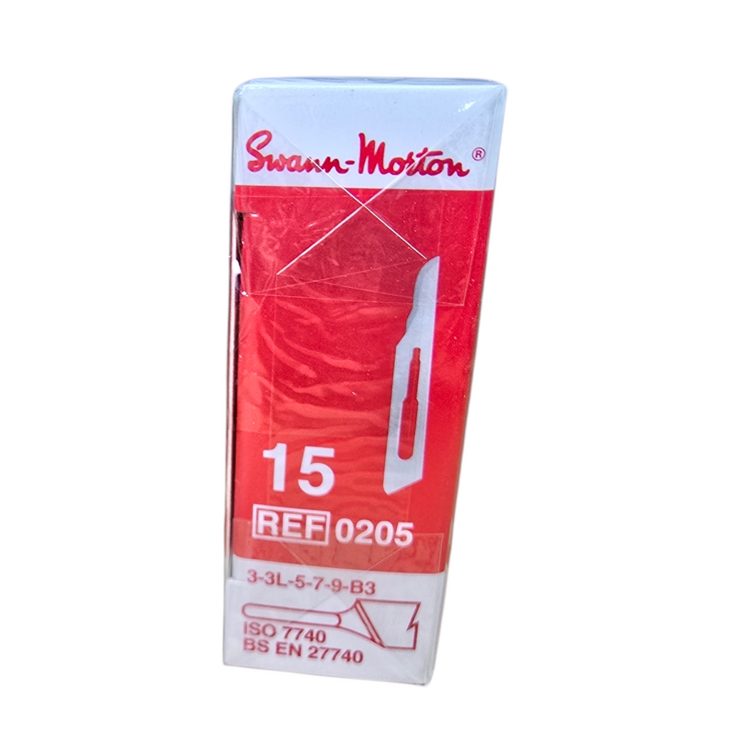 Swann Morton Carbon Sterile Surgical Scalpel Blade No.15 – Precision Curved Blade for Fine Incisions (Pack of 100)