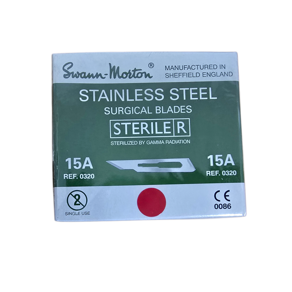 Swann Morton Surgical Scalpel Blade No.15A Sterile Surgical Blades (Pack of 100)