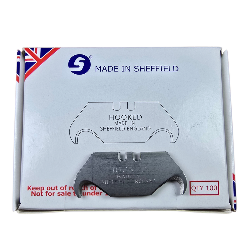 100 x Jewel Hooked Utility Blades Carpet Knife – Premium Quality – Made in Sheffield, England