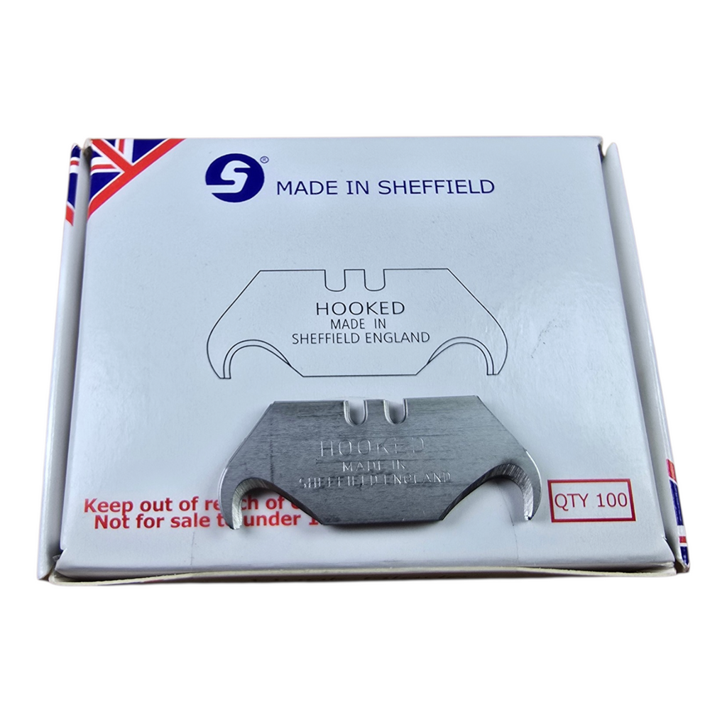 100 x Jewel Hooked Utility Blades Carpet Knife – Premium Quality – Made in Sheffield, England
