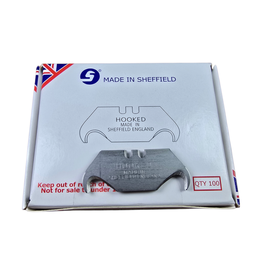 100 x Jewel Hooked Utility Blades Carpet Knife – Premium Quality – Made in Sheffield, England