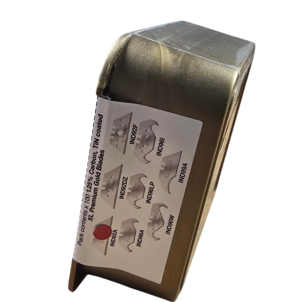 100 x  Utility Blades Heavy Duty XL Premium Gold 2 Notch Trimming Utility Blades.  – Made in Sheffield, England