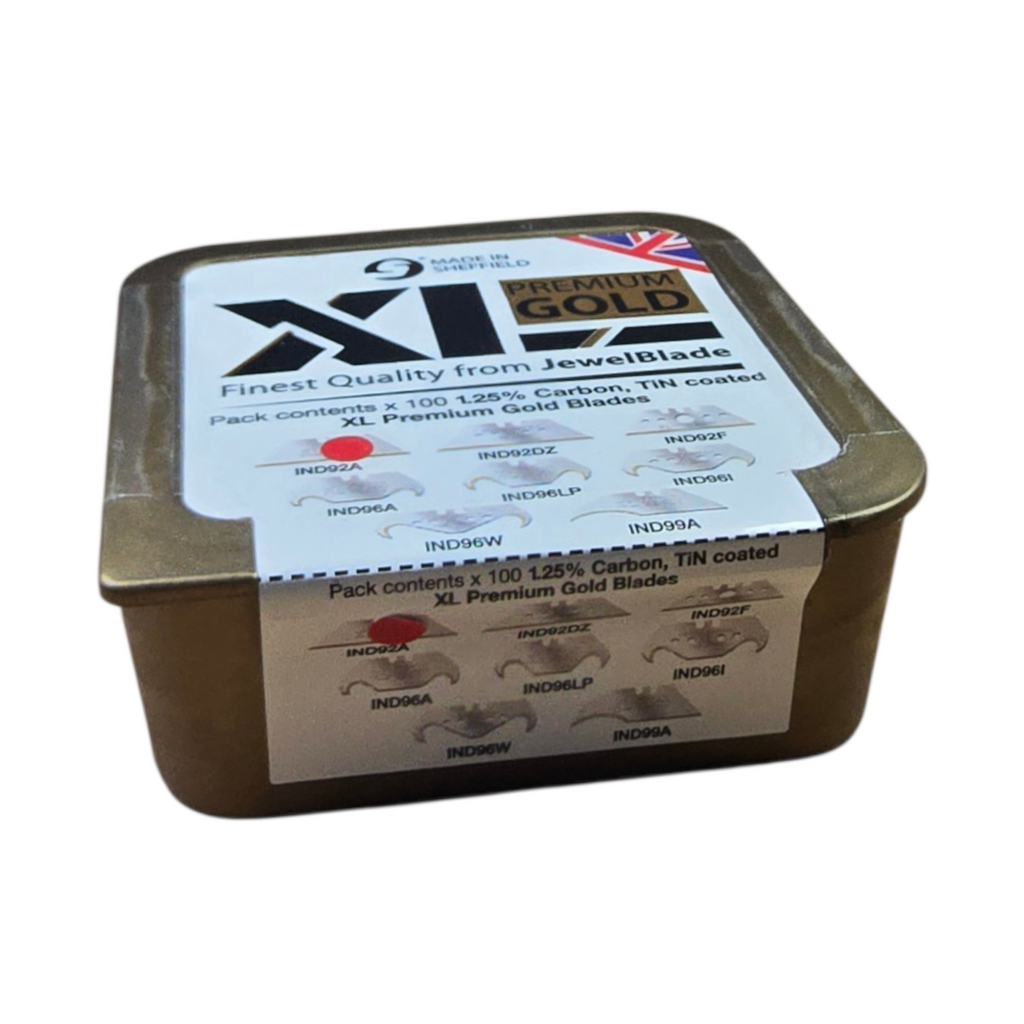 100 x  Utility Blades Heavy Duty XL Premium Gold 2 Notch Trimming Utility Blades.  – Made in Sheffield, England
