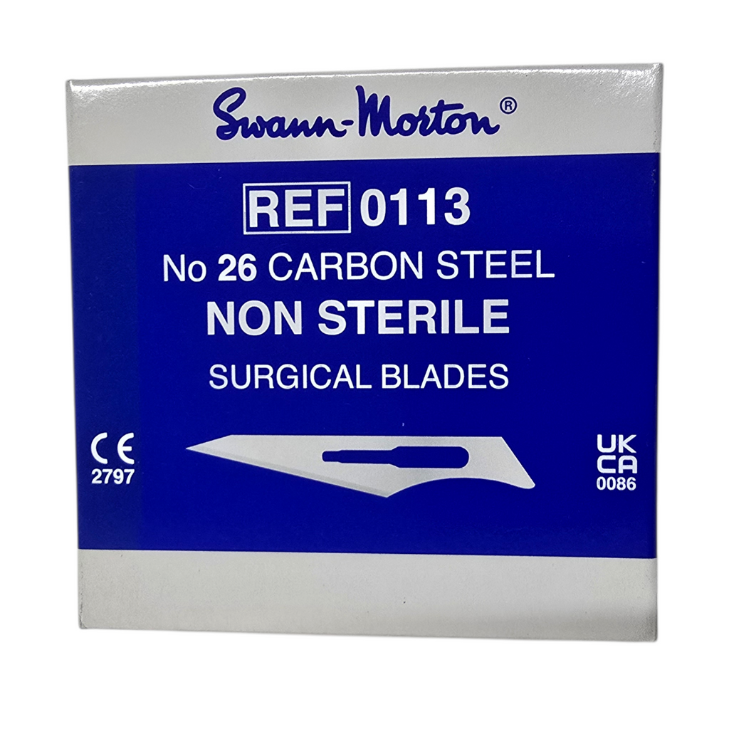 100 x Swann Morton Non Sterile Blades No.26 Carbon Steel  – Craft, Arts, Model Making, Card Design