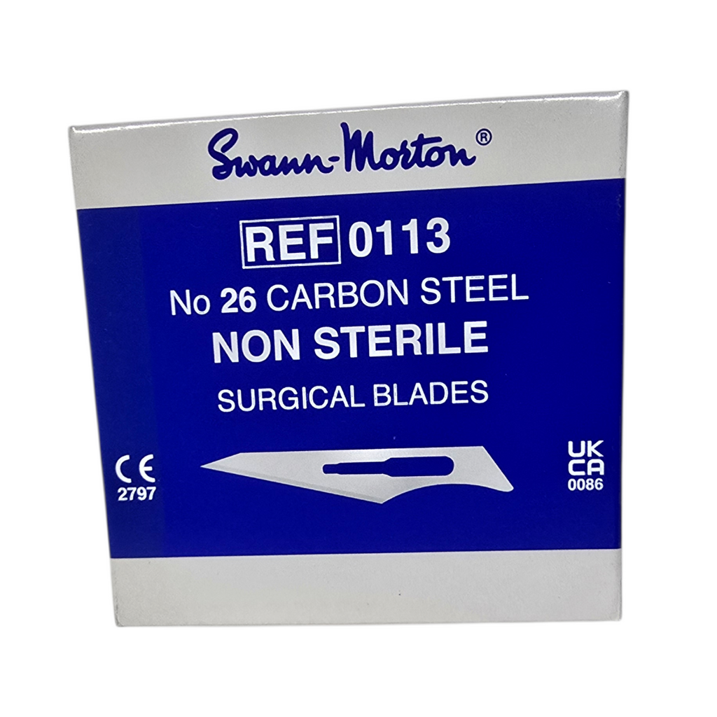 100 x Swann Morton Non Sterile Blades No.26 Carbon Steel  – Craft, Arts, Model Making, Card Design