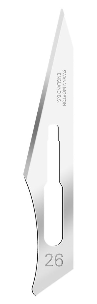 100 x Swann Morton Non Sterile Blades No.26 Carbon Steel  – Craft, Arts, Model Making, Card Design