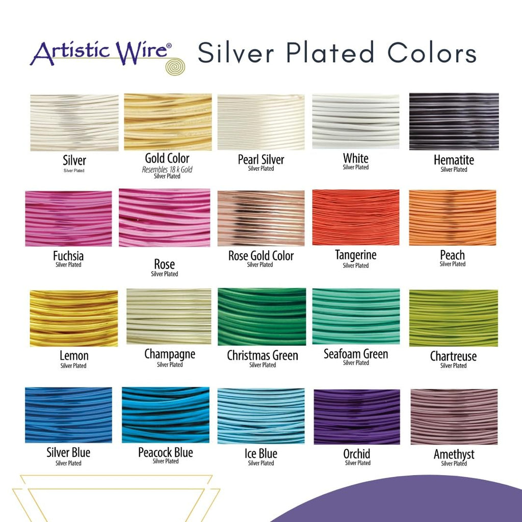 Artistic Wire Silver Plated Wire Spool - Dead Soft 18 20 22 24 26 28 Gauge Tarnish Resistant Colored Copper Wire for Jewelry Making Craft Wire, Bendable Shaping Wrapping Wire