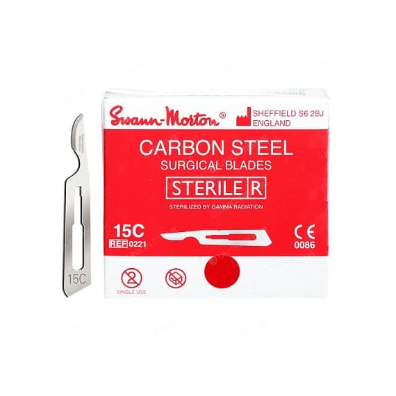 Swann Morton Sterile Surgical Scalpel Blade No.15C – Extended Precision Blade for Dental and Podiatry Pack of 100)