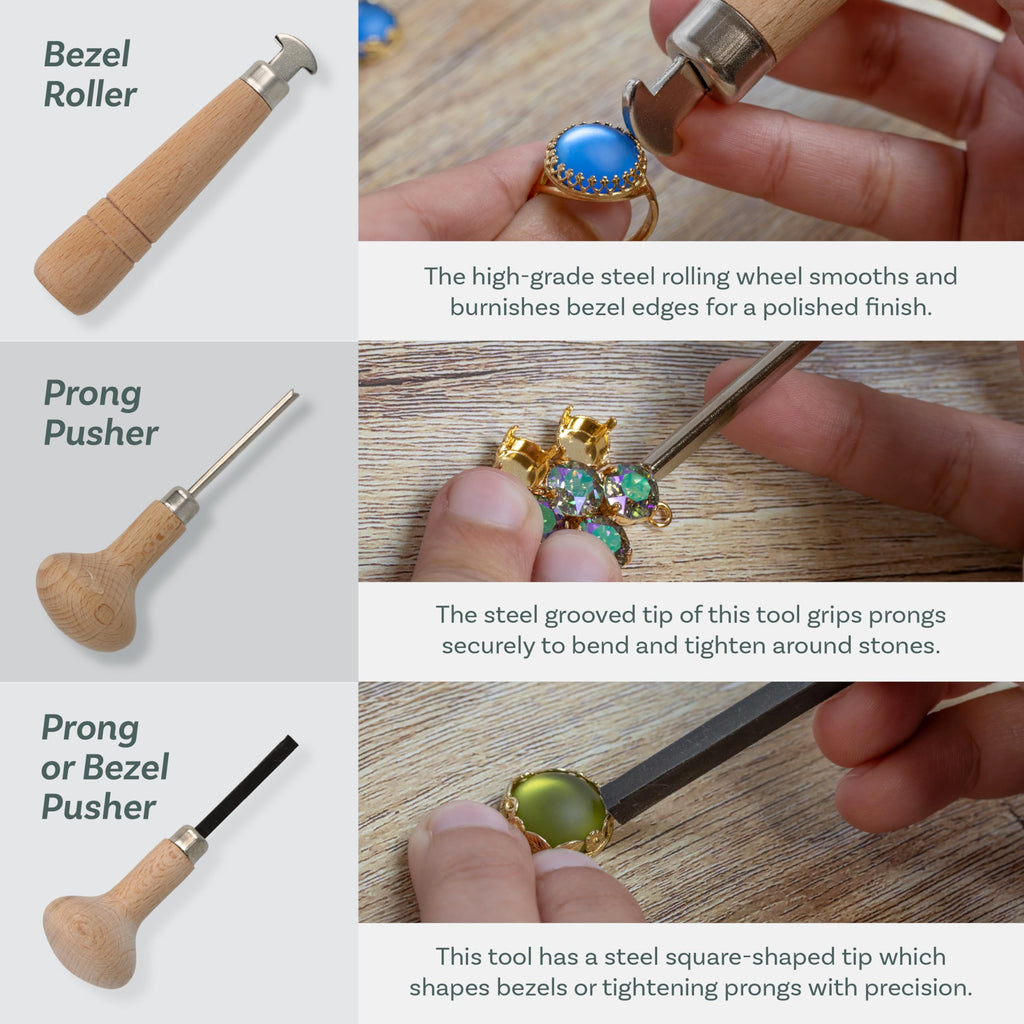 Beadsmith Stone Setting Tool Kit 3-Piece – Bezel & Prong Pusher Jewellery Tools