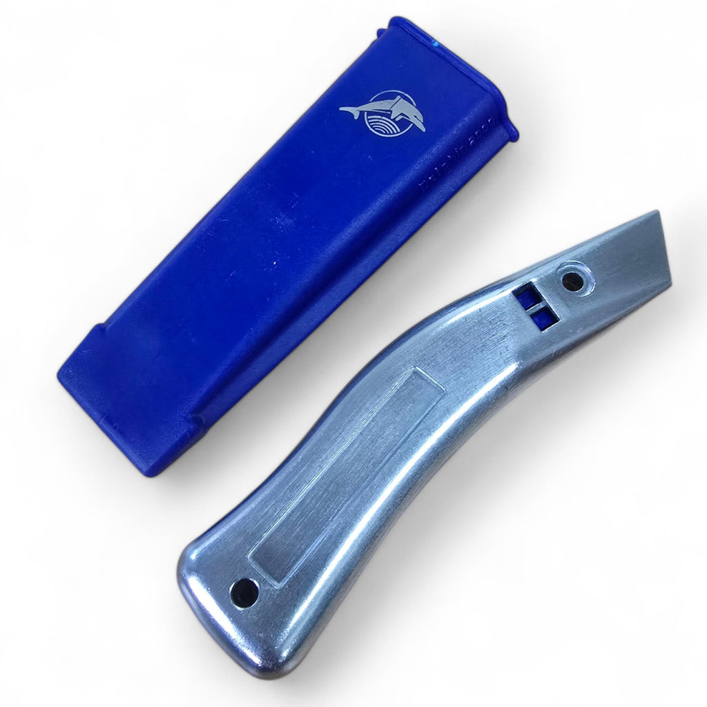 Dolphin 2000 Blue Quick Release Carpet Cutting Knife Handle with Holster, No Blades Included