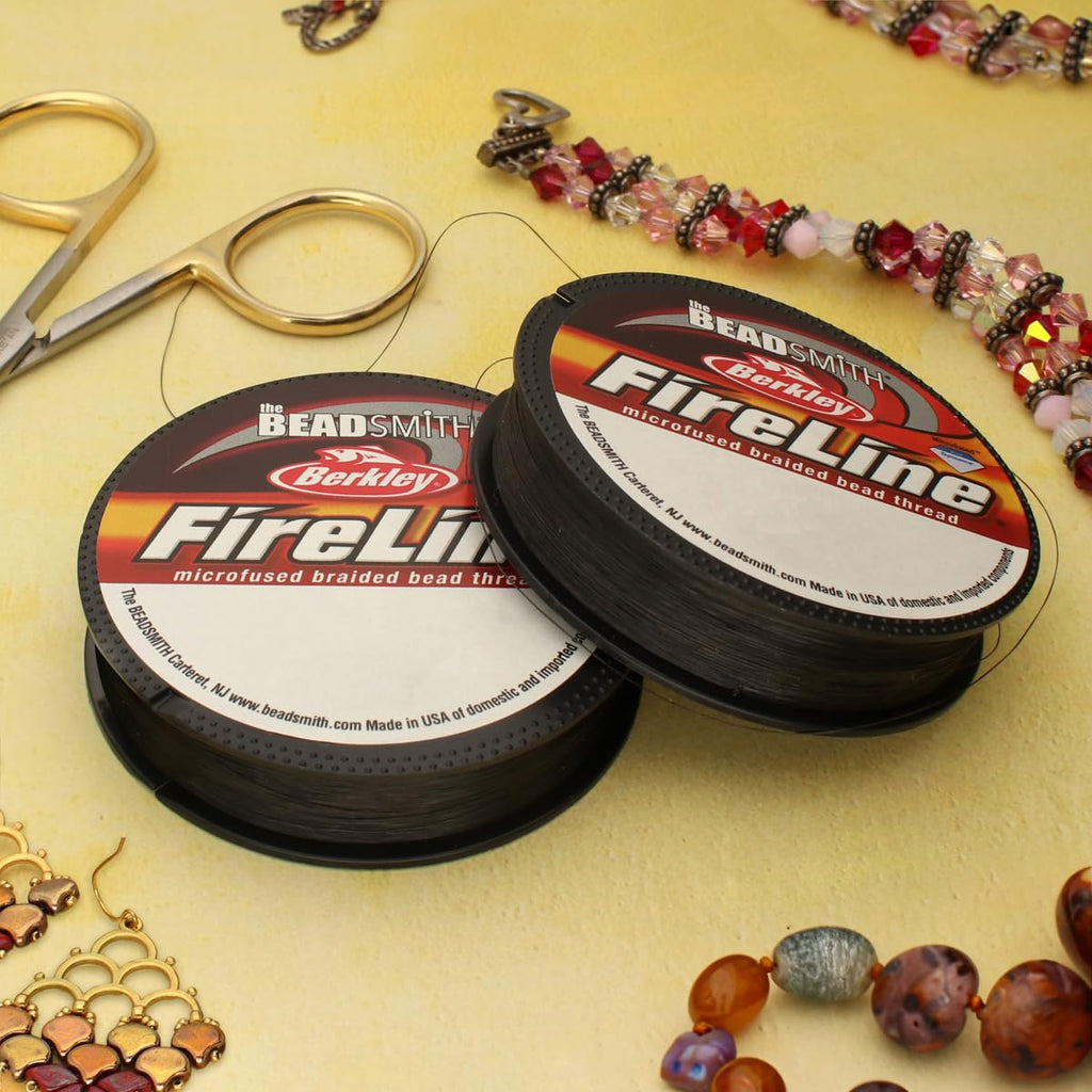 The Beadsmith Fireline by Berkley 4lb Micro-Fused Braided Thread, 0.005” / 0.12mm, 50 yd Spool, Smoke Grey for Bead Weaving & Jewelry Making