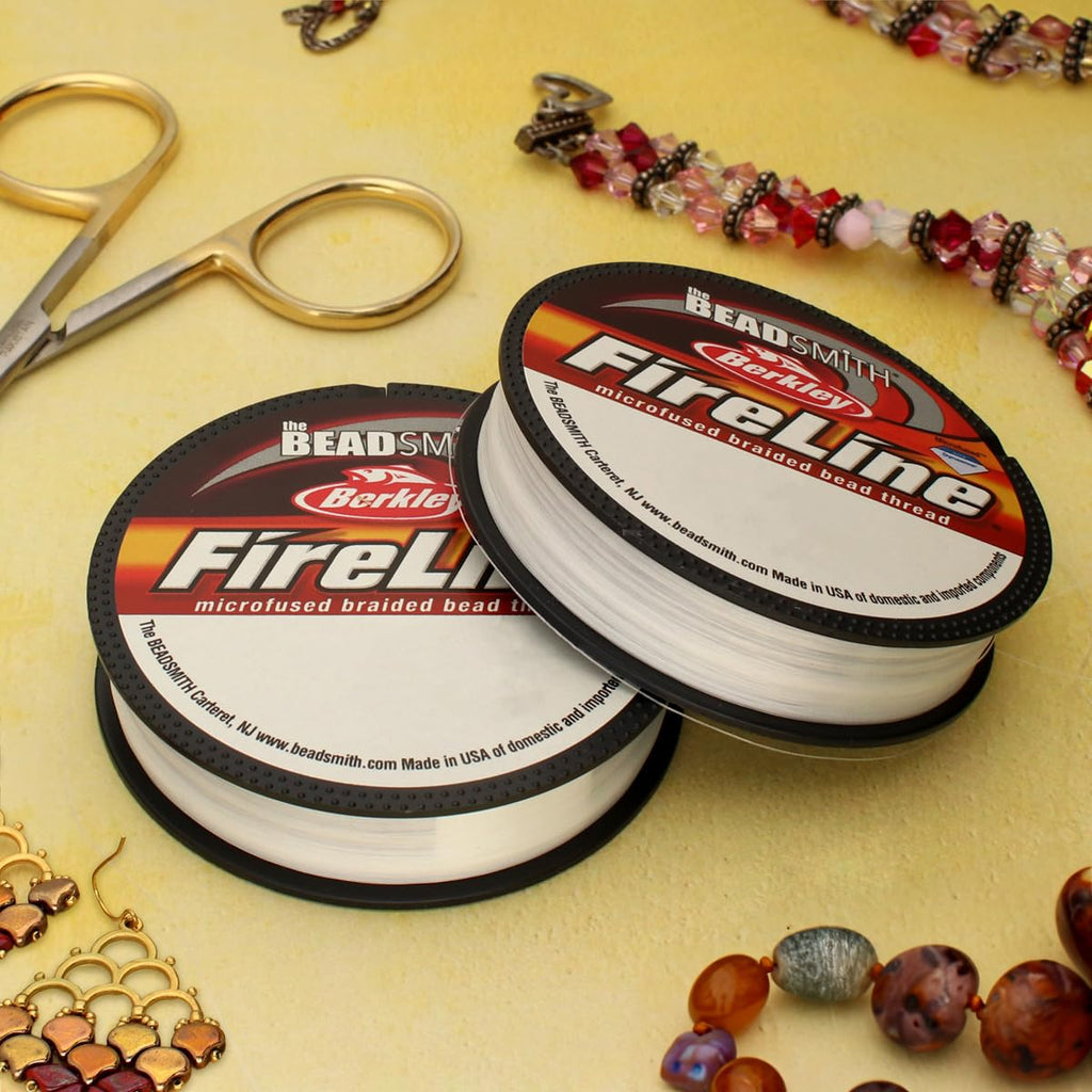 Beadsmith Fireline Braided Thread – 4lb. Test, 005”/.12mm Diameter, 50 Yard Spool, Crystal