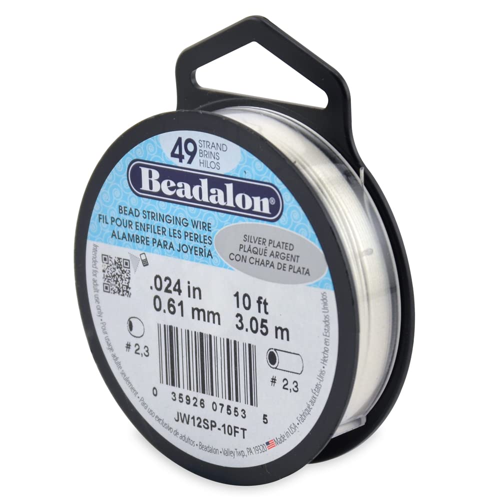Beadalon Silver Plated Stringing Wire 49-Strand .024-inch x 10'-Silver-Plated