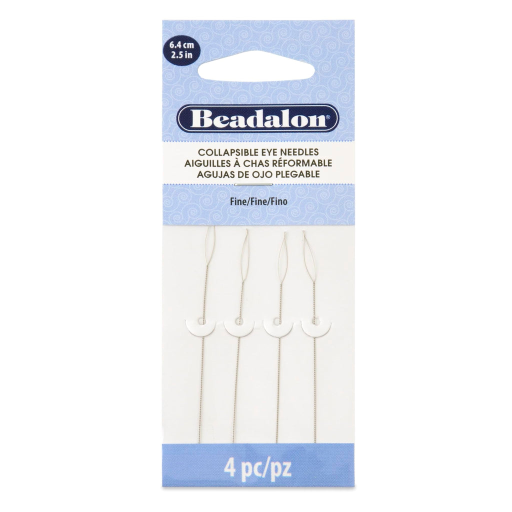 Beadalon 2.5-inch Fine Collapsible Eye Needles, Pack of 4