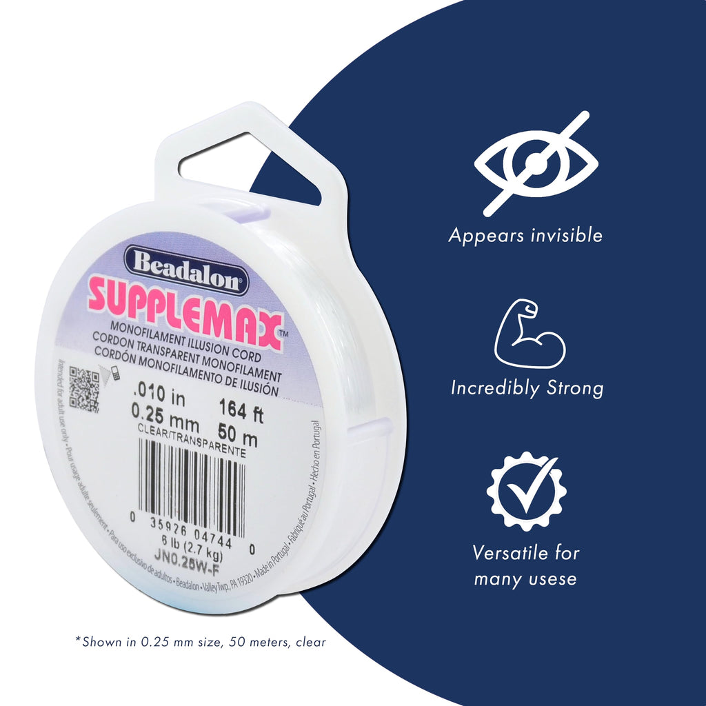Beadalon Supplemax 0.15mm Nylon Bead Stringing Material, 50m, Clear