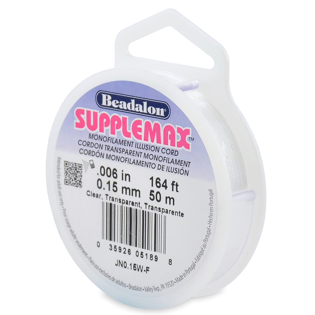 Beadalon Supplemax 0.15mm Nylon Bead Stringing Material, 50m, Clear