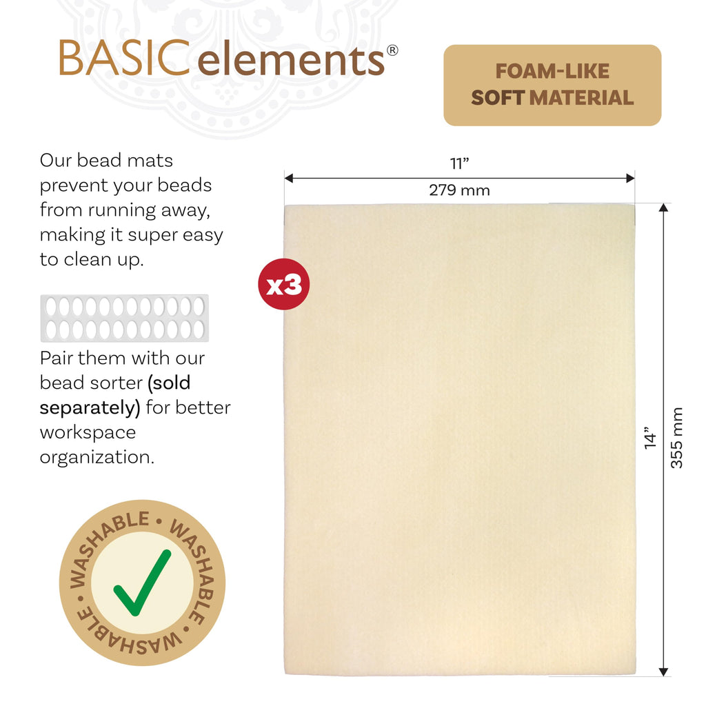 Beadsmith Beading Mats Set 3 Pack – Double Sided 11x14 Stringing Mats