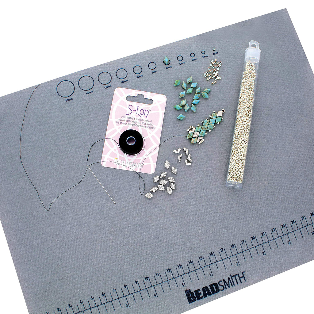 Beadsmith Non-Slip Treasure Beading Mat – 11 x 14 Inch Padded Work Surface with Rubber Base & Measurement Guides