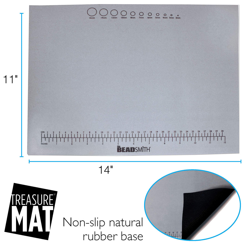 Beadsmith Non-Slip Treasure Beading Mat – 11 x 14 Inch Padded Work Surface with Rubber Base & Measurement Guides