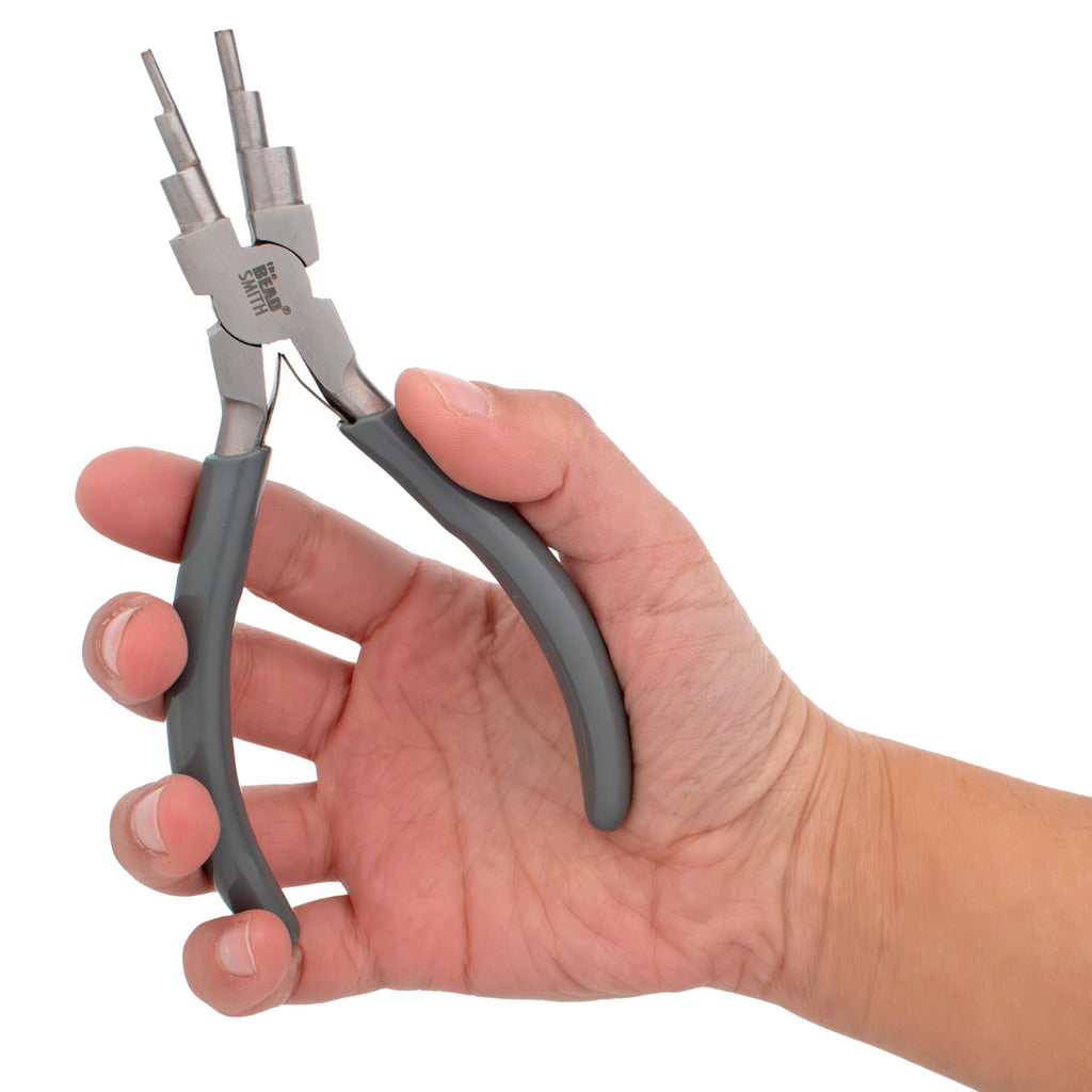 The Beadsmith Wire Looping Pliers – Create 6 Sizes (Ranging 2-9mm) of Loops & Jump Rings, 5.5" Long (140mm), Polished Steel Head & PVC Comfort Handle