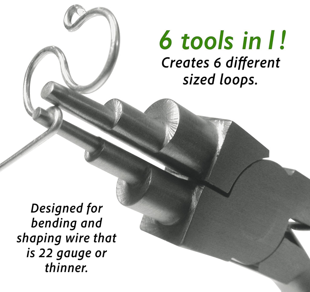 The Beadsmith Wire Looping Pliers – Create 6 Sizes (Ranging 2-9mm) of Loops & Jump Rings, 5.5" Long (140mm), Polished Steel Head & PVC Comfort Handle