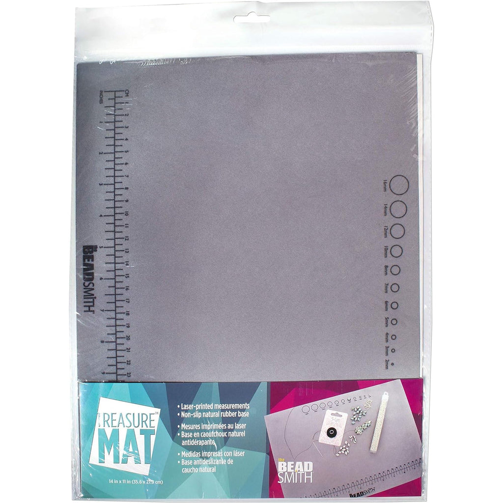 Beadsmith Non-Slip Treasure Beading Mat – 11 x 14 Inch Padded Work Surface with Rubber Base & Measurement Guides