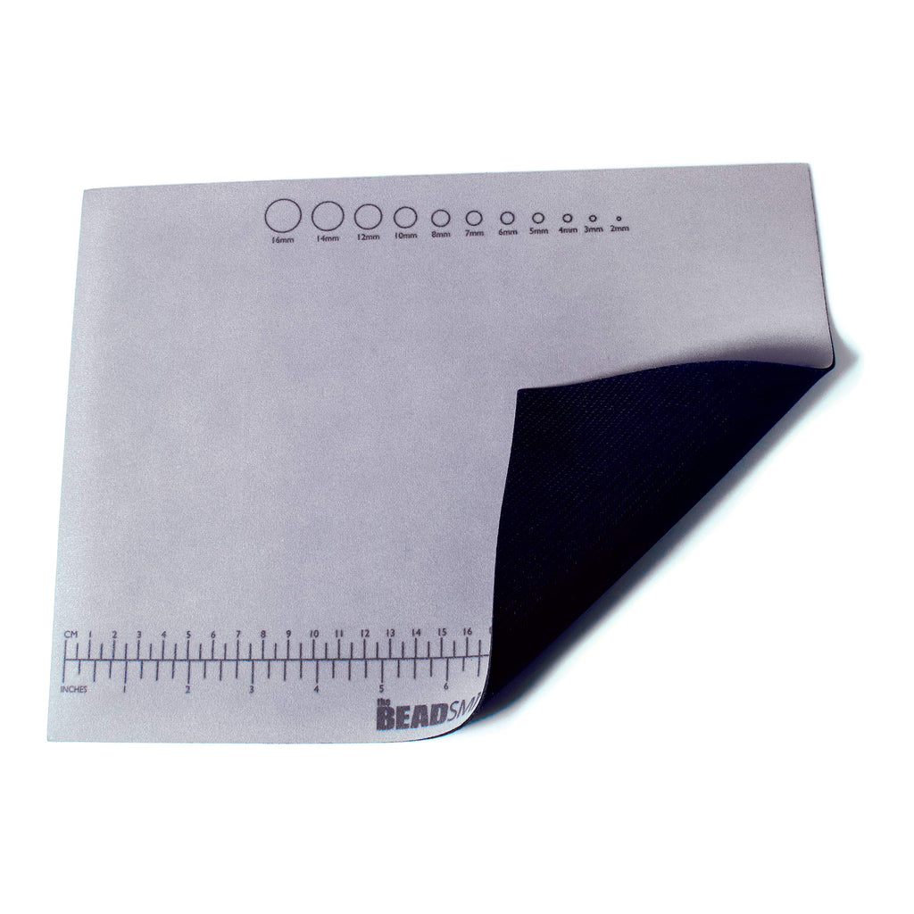 Beadsmith Non-Slip Treasure Mat, 12.5" x 9.25", Rubber Base with Padded Surface & Laser Printed Measurements