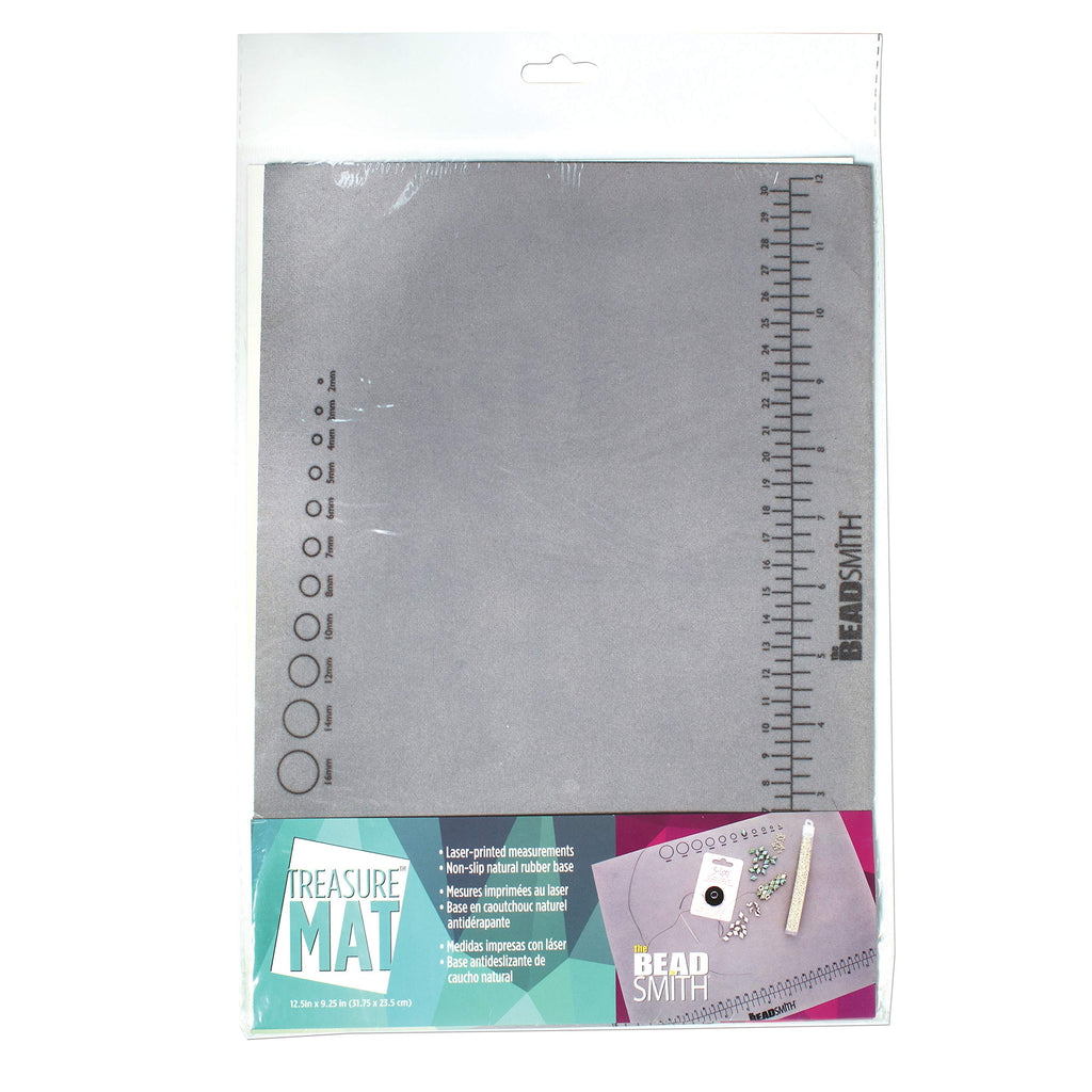 Beadsmith Non-Slip Treasure Mat, 12.5" x 9.25", Rubber Base with Padded Surface & Laser Printed Measurements