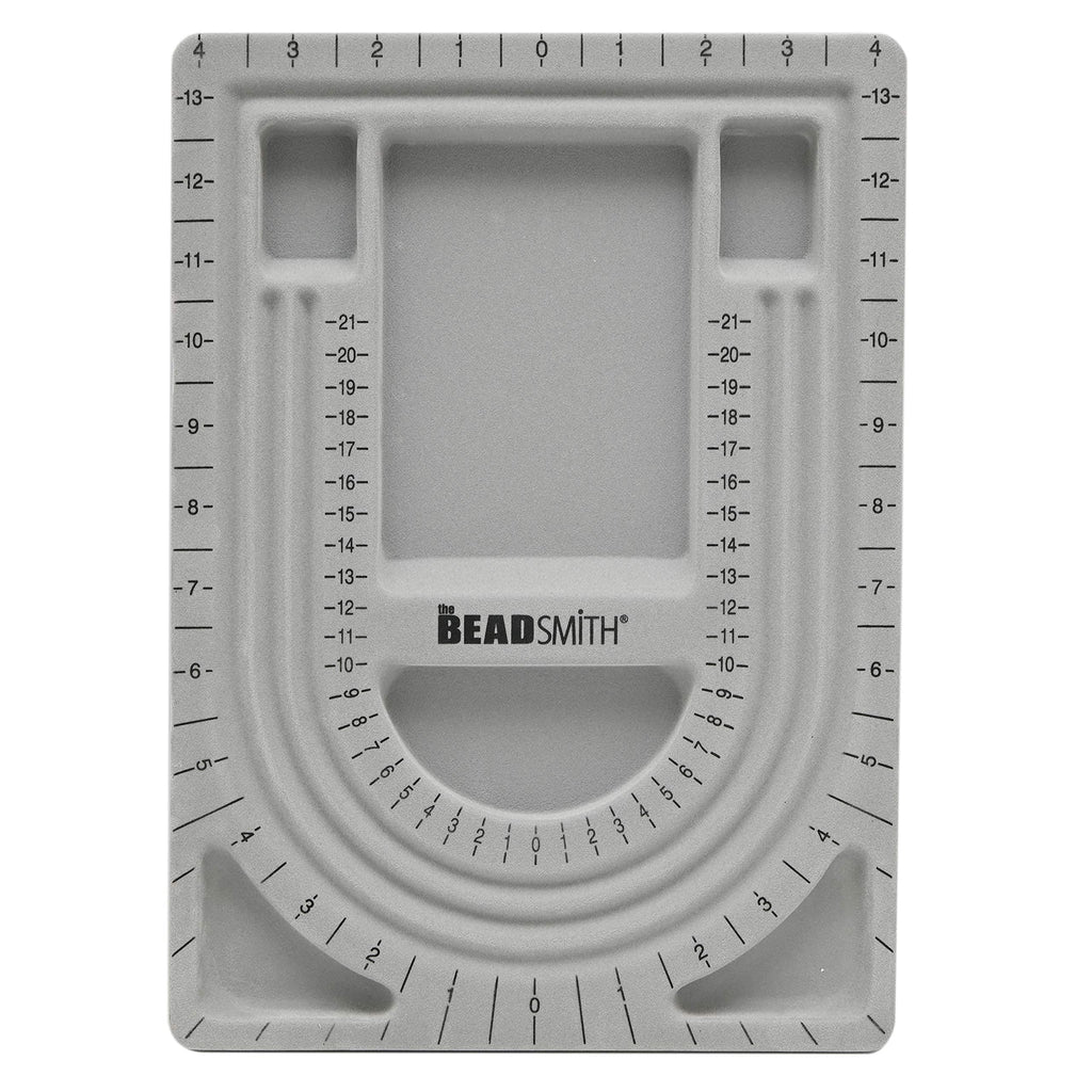 The Beadsmith Bead Board, Grey Flocked, 3 U-Shaped Channels, 6 Recessed Compartments, 9.5 x 13