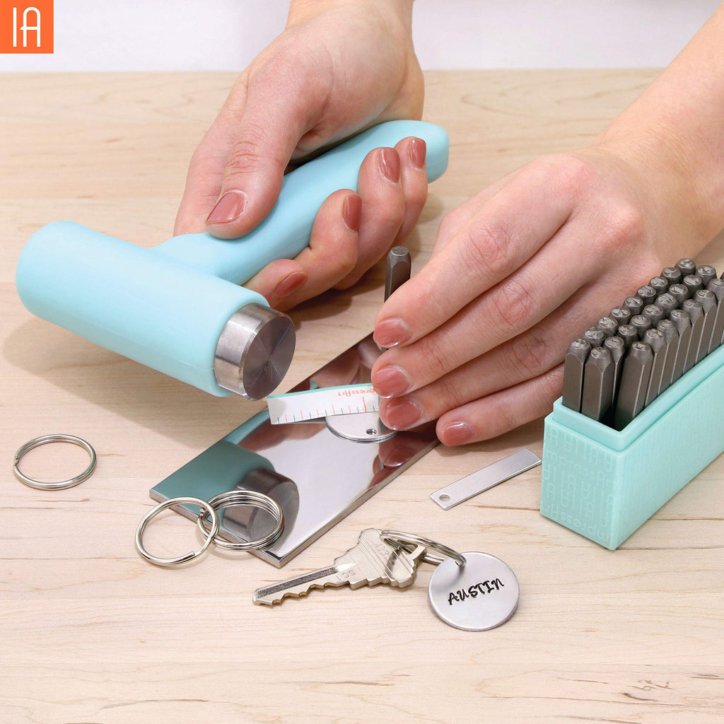 ImpressArt Metal Stamping Kit, Bridgette Basic Starter Set with 27 Uppercase 3mm Letter Stamps & Essential Tools for Jewelry Making