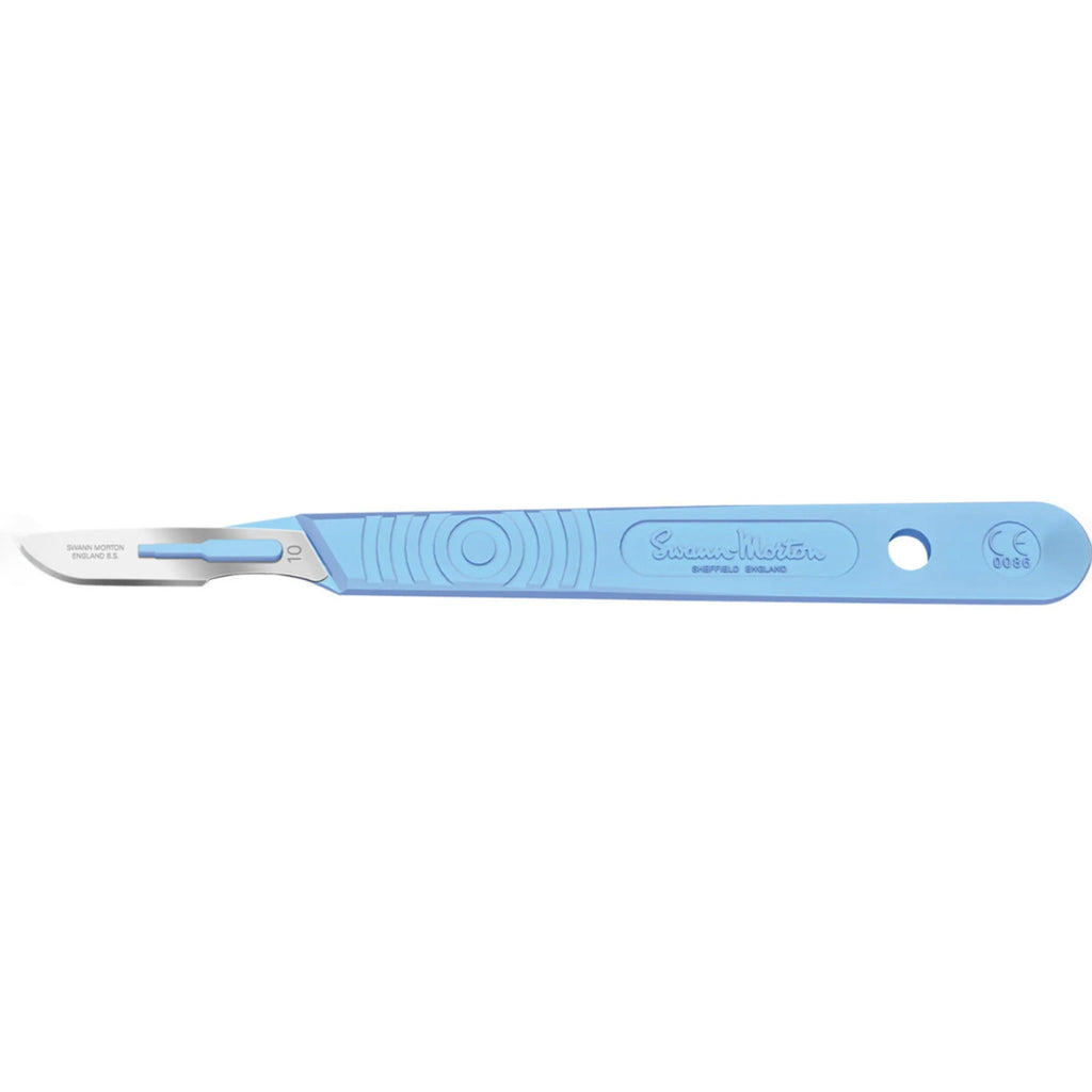 Swann Morton Disposable Scalpels No. 10 Dermaplaning Blades with Handles - 10 Pack