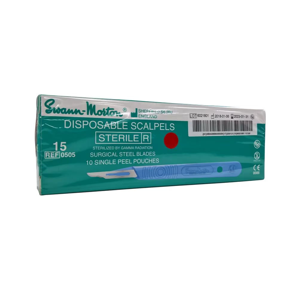 Swann Morton Disposable Surgical Scalpel No.15  – Sterile Blade – Single Use – Pack Of 10