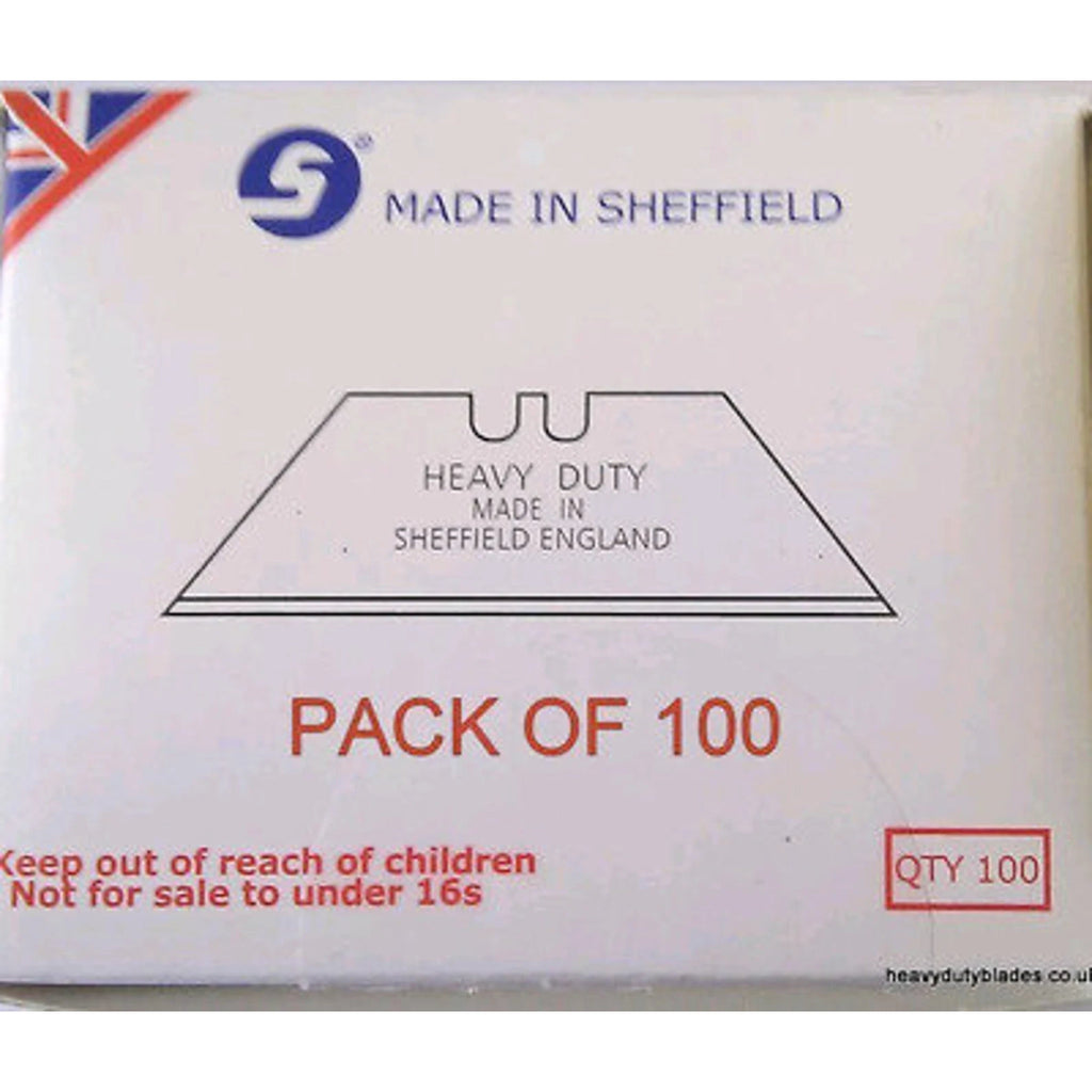 100 x Heavy Duty Carpet Knife Blades For Delphin Knife – Professional Quality – Made in Sheffield, England