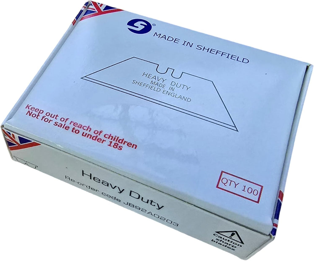 100 x Heavy Duty Carpet Knife Blades For Delphin Knife – Professional Quality – Made in Sheffield, England