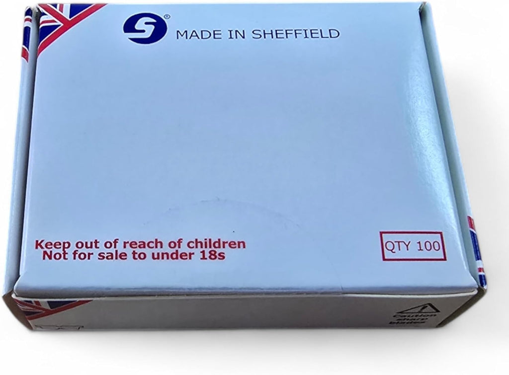 100 x Super Hook Carpet Knife Blades – Premium Quality – Made in Sheffield, England