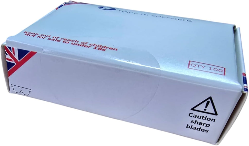 100 x Super Hook Carpet Knife Blades – Premium Quality – Made in Sheffield, England