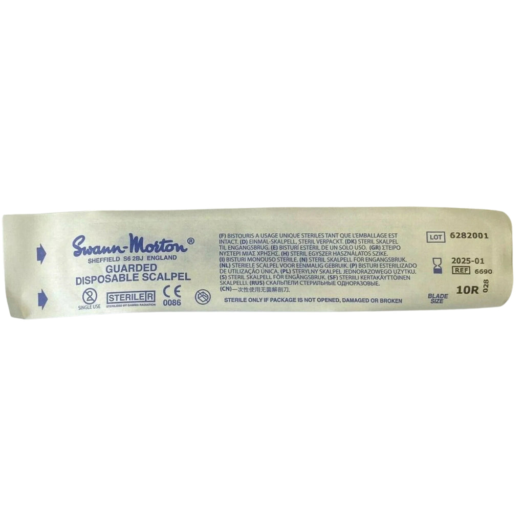 1 x Swann Morton No.10R Surgical Disposable Scalpel Dermaplaning – Sterile Stainless Steel Blade – Made in Sheffield