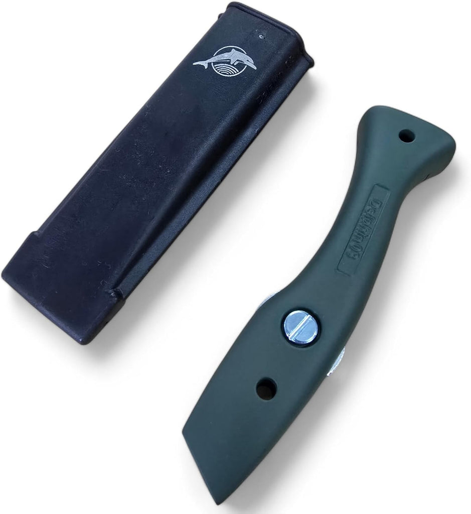 Delphin Trimming Knife Handles with Holsters - Matt Olive Green | Professional Carpet Fitter & Crafting Tools